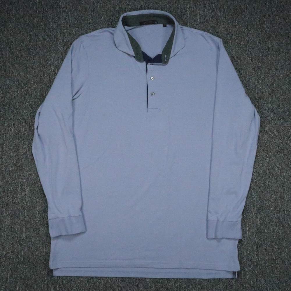 Greyson Shirt Mens XL Blue Purple Performance Polo Long Sleeve Golf Wolf